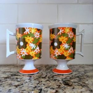 Vintage Royal Crown Arnart Floral Green and Orange Smug Mugs-Daisy by  pia 2655